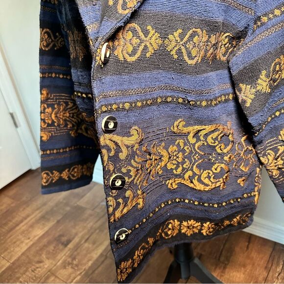 Alex Kim Blue and Gold Blazer with Ornate Pattern - Picture 4 of 8
